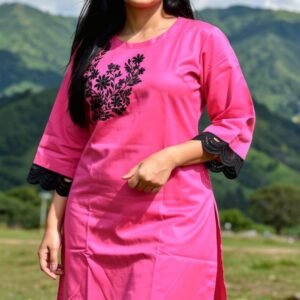 Pink and black cotton silk